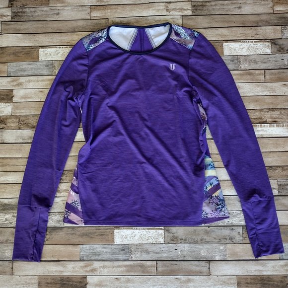 ELEVEN By Venus Williams Shirt Womens Extra Small Purple Pink Floral Long Sleeve - Picture 1 of 10